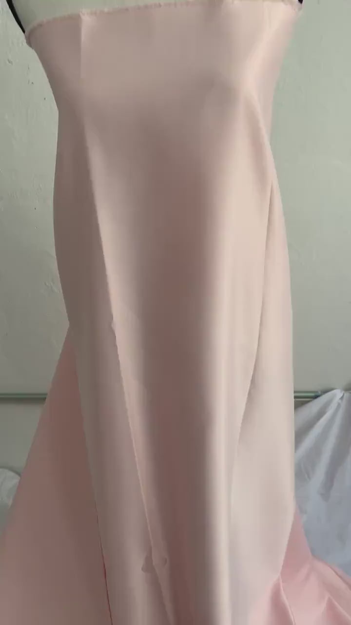 1 piece 3 yards Lt. Peach Bridal satin fabric, width 58", Polyester, Dull italian satin. Bridesmaid fabric, craft, Free sample