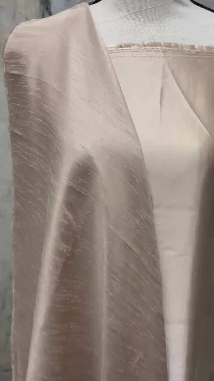 A 2 3/4 yards cut fabric satin shantung color Taupe, double sided fabric width 58 inch. polyester