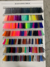 Load image into Gallery viewer, T50 tex40 sewing thread, count 30/2. Spun polyester Is a medium weight thread and is made by twisting two strands of size 30 thread. Available in 300 colors.