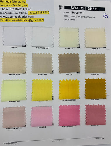 Broadcloth fabric Poly cotton 58/59