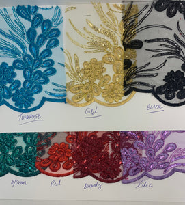 Lace Double scalloped sequins embroidery 49/50" design 0455918