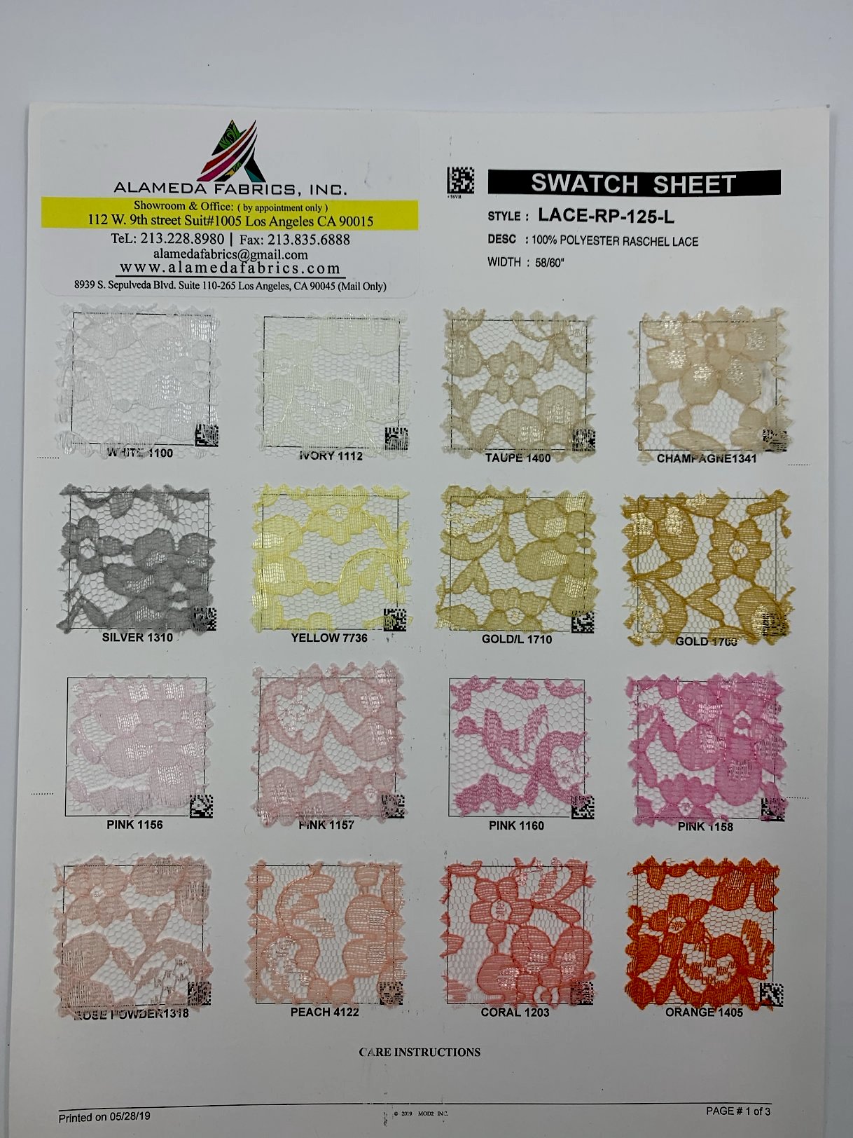 Lace fabric Raschel