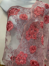 Load image into Gallery viewer, Lace embroidery sequins double scalloped fabric.width 49/50”