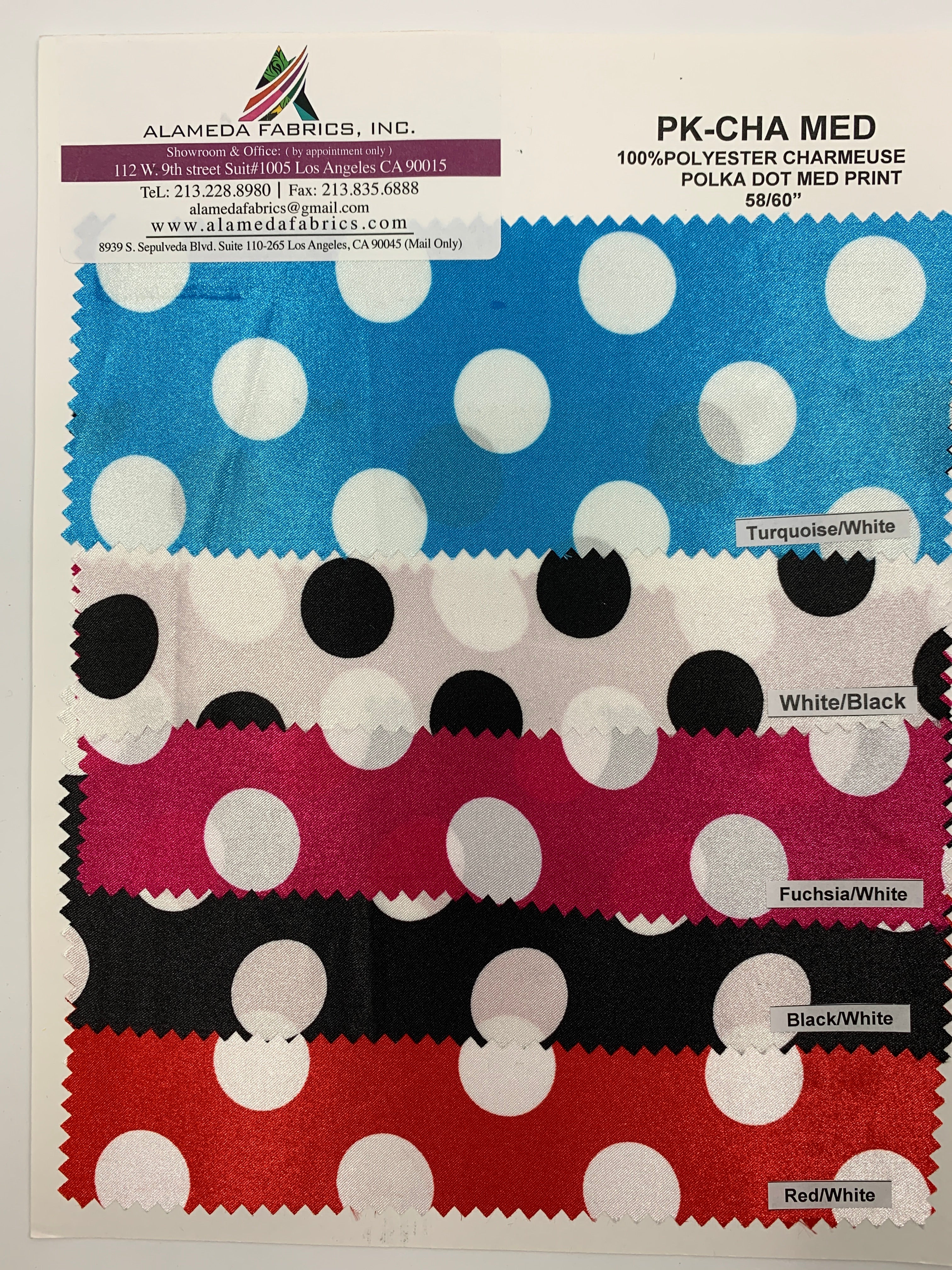 Charmeuse satin polyester Polk dots print 58/60"