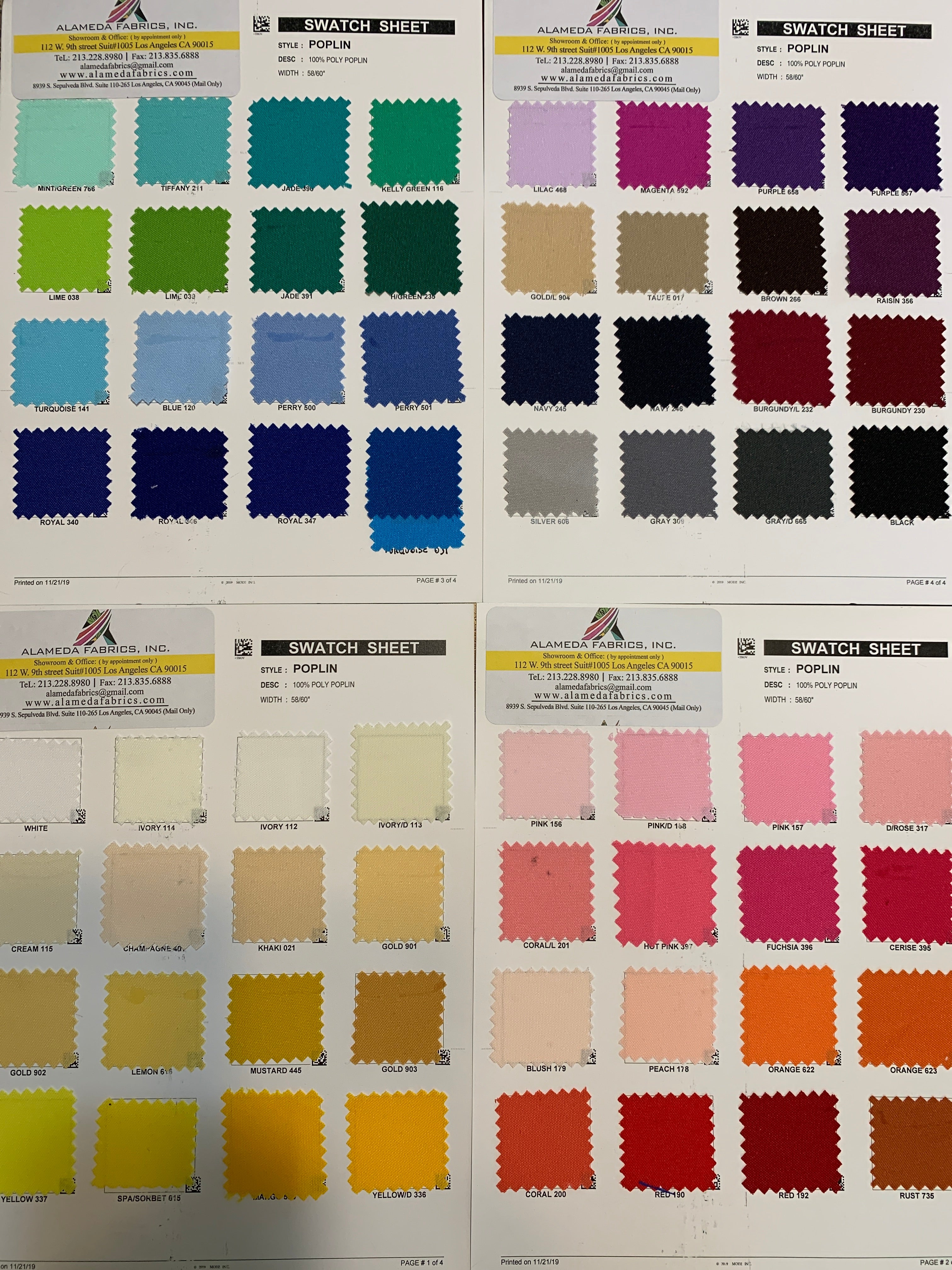 Poplins Fabrics 60”