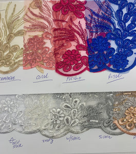Lace Double scalloped sequins embroidery 49/50" design 0455918