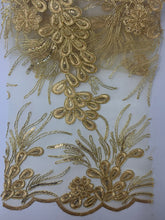 Load image into Gallery viewer, Lace Double scalloped sequins embroidery 49/50&quot; design 0455918